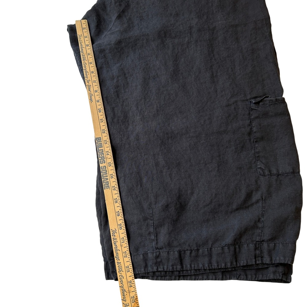 Bryn Walker Linen Barrel Leg Cargo Pants 1X Black Elastic Waist Lagenlook - Picture 5 of 8